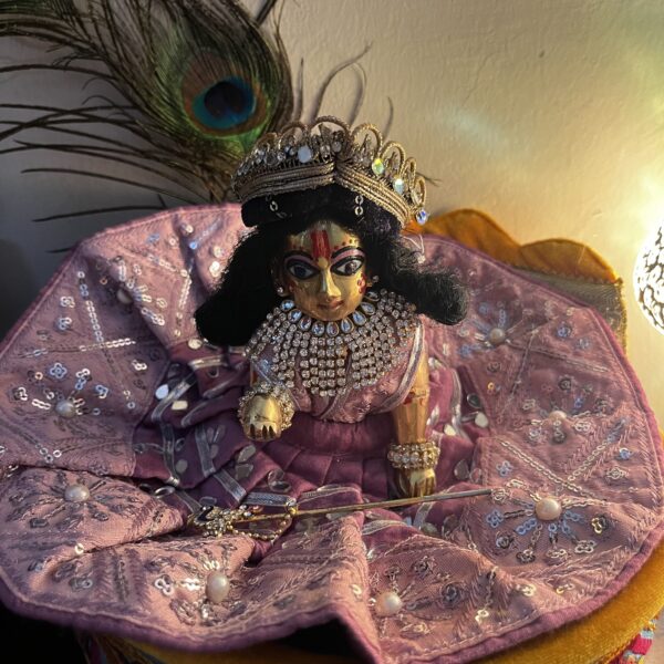 Royal Plum Mirror Work Ladoo Gopal Poshak - Image 2