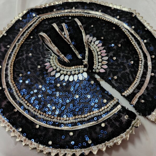 Navy blue  poshak with pearls, and mirror work - Image 2