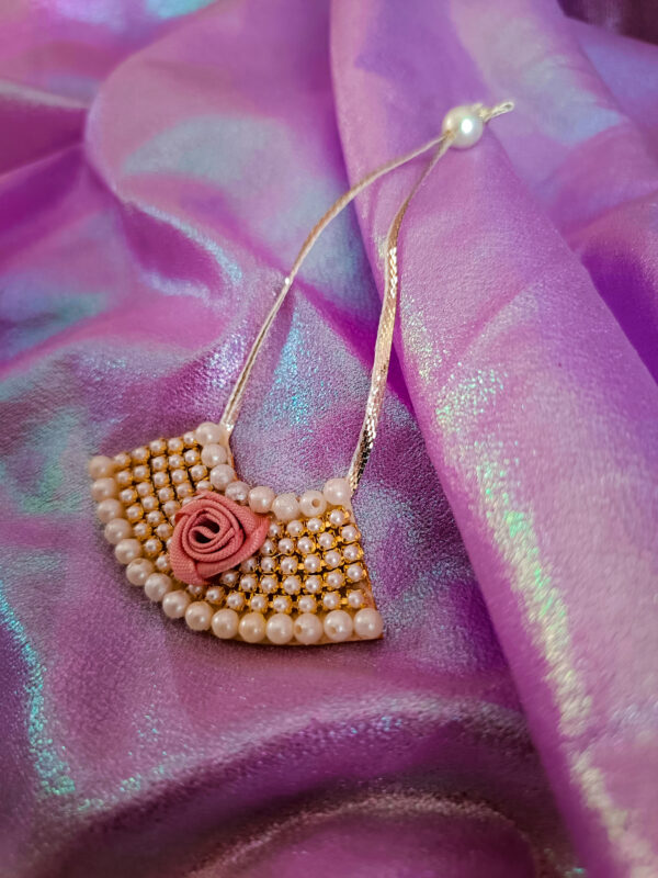 Elegant Rose Necklace with Pearl Strings and golden touch